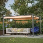 Stylish 10′ x 13′ Aluminum Patio Pergola with Retractable Canopy – Perfect Backyard Shade Shelter for Outdoor Parties - Image 2