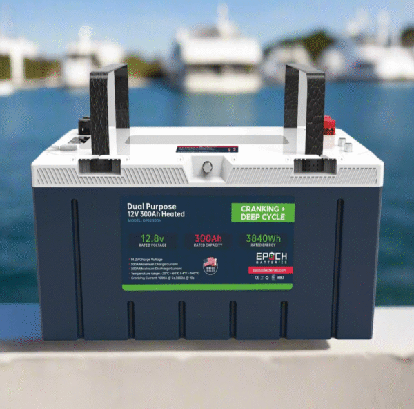 12v-300ah-group-8d-cranking-deep-cycle-lithium-battery-dual-purpose-marine-battery-1-tiny-boat-nation-600x592-1.png 12V 300Ah – Group 8D – Cranking & Deep Cycle Lithium Battery (Dual Purpose) - Image 1