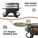 Red Mountain Valley 47 in. Wood-Burning Fire Pit with Adjustable BBQ Grate, Geometric - Image 2