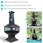 Sunnydaze 57″ 360-Degree View Steel Wood-Burning Chiminea with Grate, Poker, and Cover - Image 3