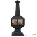 Sunnydaze 57″ 360-Degree View Steel Wood-Burning Chiminea with Grate, Poker, and Cover - Image 5