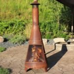 Sunnydaze 70″ Rust Patina Finish Steel Wood-Burning Chiminea with Spark Screen - Image 9