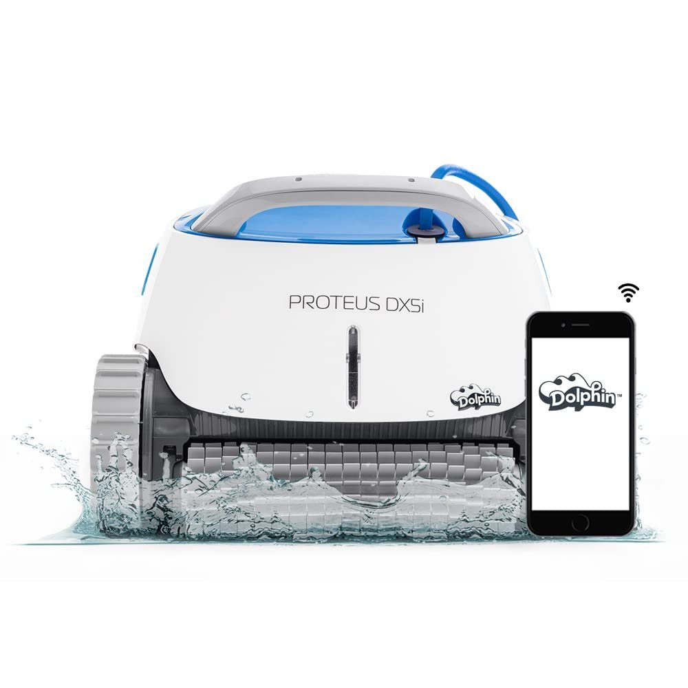 Dolphin Proteus DX5i Wi-Fi Robotic Pool Vacuum Cleaner Pools up to 50 FT – Waterline Scrubber Brush
