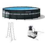 Intex Ultra XTR Frame 18′ x 52″ Above Ground Swimming Pool with Sand Filter Pump, Ladder, Cover, & Maintenance Accessory Kit with Vacuum and Skimmer - Image 14