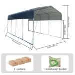11x19FT Heavy Duty Metal Carport | Galvanized Outdoor Shelter for Cars, Boats & Parties