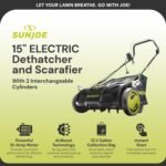 Sun Joe AJ805E 13A Electric Dethatcher & Scarifier, 15 in. - Image 2