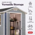 Keter Manor 4×6 Resin Outdoor Storage Shed Kit-Perfect to Store Patio Furniture, Garden Tools Bike Accessories, Beach Chairs and Lawn Mower, Grey & White - Image 4
