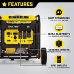 Champion 6250-Watt Open Frame Inverter Generator (100519) + Weather-Resistant Storage Cover - Image 4