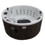 Canadian Spa Co 5 – Person 38 – Jet Acrylic Round Hot Tub with Ozonator and Built-In Speaker in Sterling Silver, Walnut