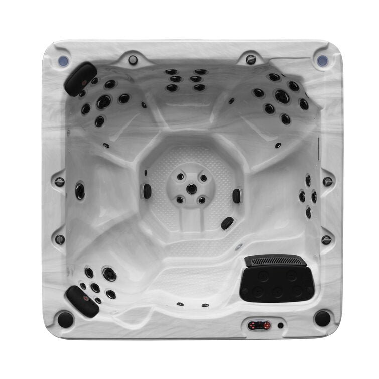 Canadian Spa Co 7 – Person 46 – Jet Acrylic Square Hot Tub with Ozonator and Built-In Speaker in Sterling Silver, Walnut - Image 1