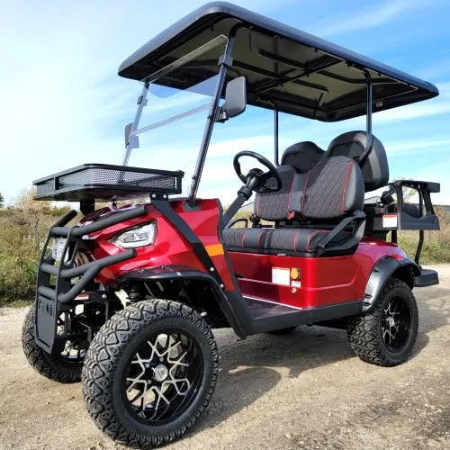 KAN-Kruiser-4P-Red.webp 48V Electric Golf Cart 4 Seater Lifted Renegade Edition Utility Golf UTV – Red - Image 1