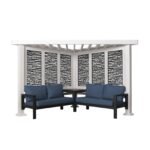 Ridgedale Modern Steel Cabana Pergola with Conversational Seating - Image 4
