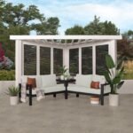 Ridgedale Modern Steel Cabana Pergola with Conversational Seating - Image 2