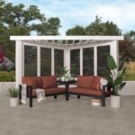 Ridgedale Modern Steel Cabana Pergola with Conversational Seating - Image 3