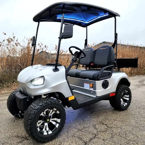 RenegadeLghtUtilityBox-Slv-1.webp 48V Electric Golf Cart 2 Seater Renegade Light Edition Utility Golf UTV W/Utility Box – SILVER - Image 1