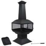 Sunnydaze 57″ 360-Degree View Steel Wood-Burning Chiminea with Grate, Poker, and Cover - Image 2