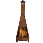 Sunnydaze 70″ Rust Patina Finish Steel Wood-Burning Chiminea with Spark Screen - Image 11