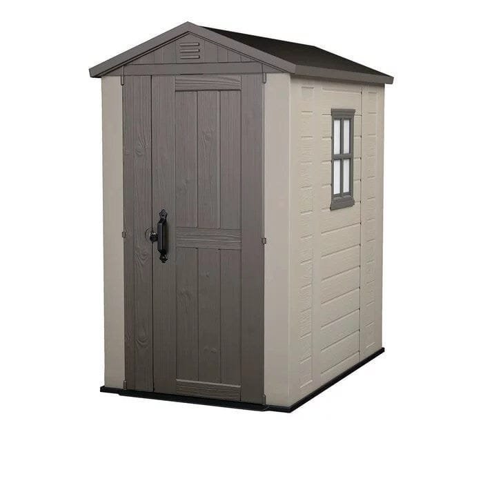 Factor 4x 6 FT Durable Resin Outdoor Storage Shed with Reinforced Steel For Lawn Patio Garden