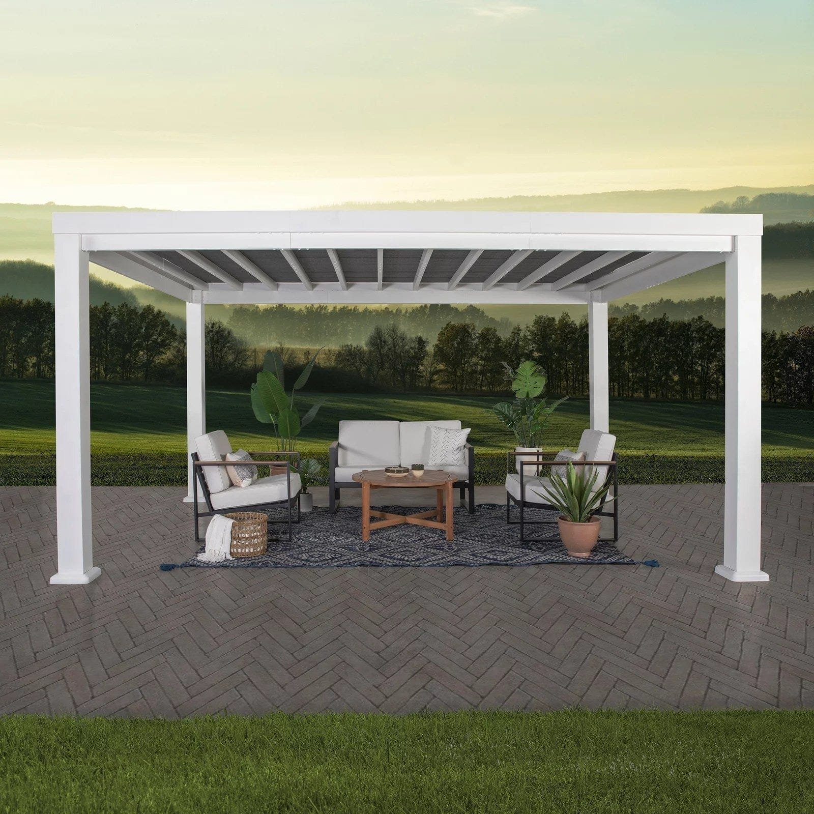img-226.jpg 14×12 Windham Modern Steel Pergola With Sail Shade Soft Canopy - Image 1